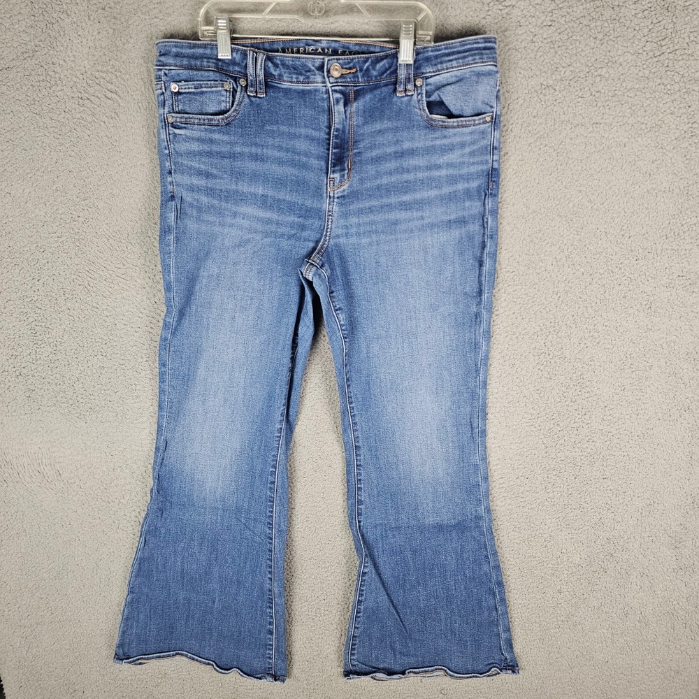 American Eagle Jeans Womens 16 Blue Low-Rise Flare Next Level Stretch Denim